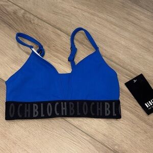 Bloch Vibrant Signature Blue Sports Bra with Black Band size 8 NWT